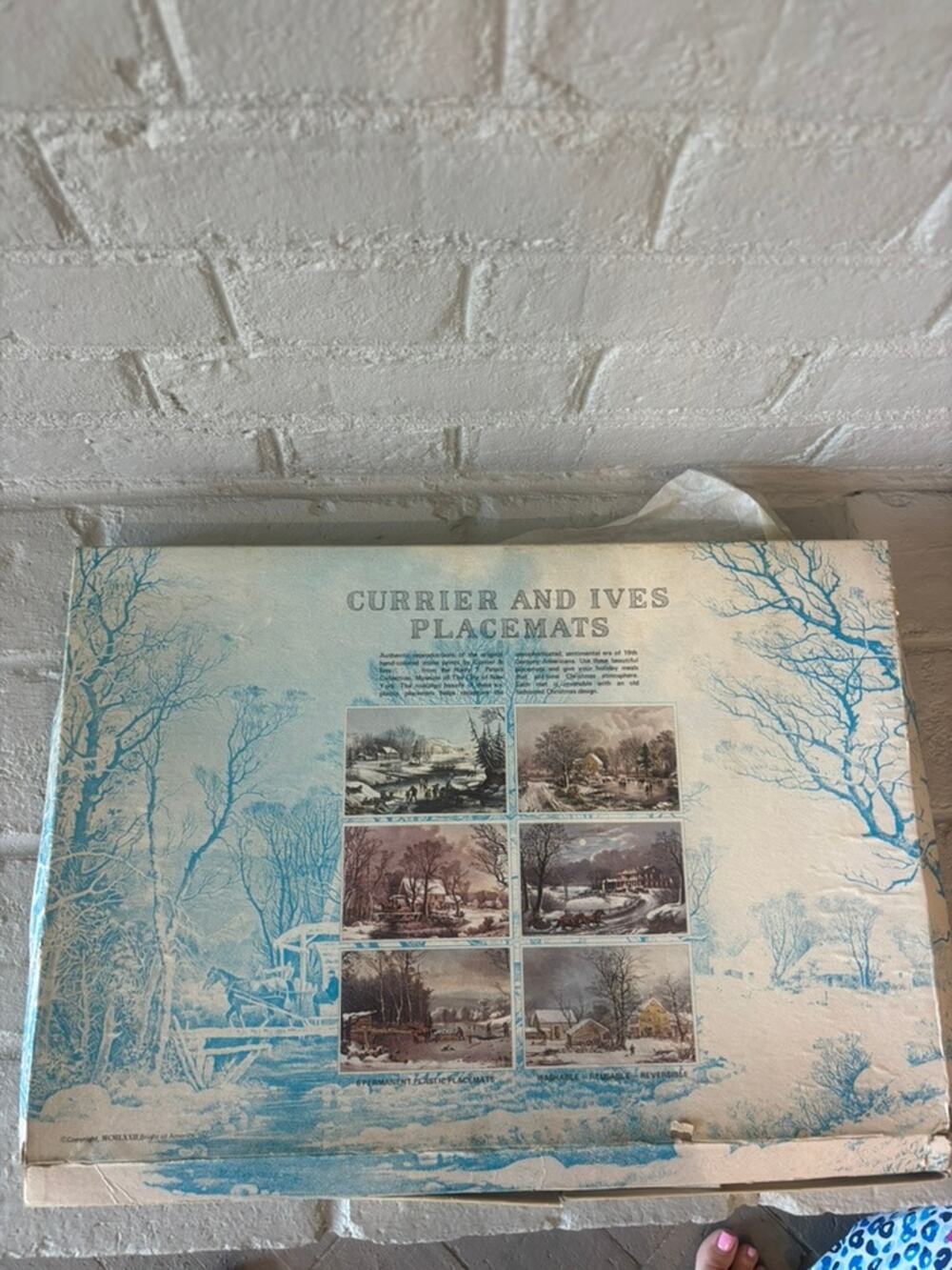 Vintage 1972 Bright of America Currier & Ives Placemats Lot of 9 Box